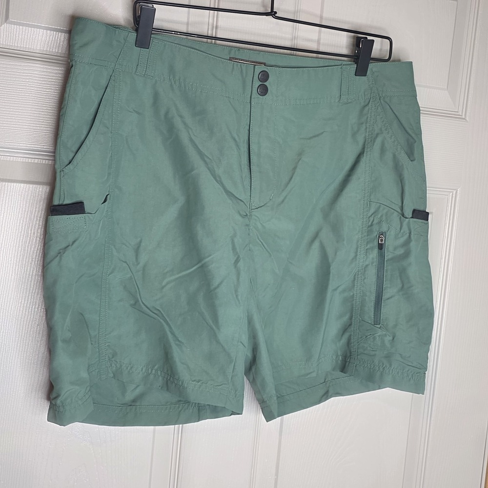 Rei Cargo Shorts Women Size 16 Green Athletic Stretch Hiking SPF 50 Gorpcore - Picture 2 of 7